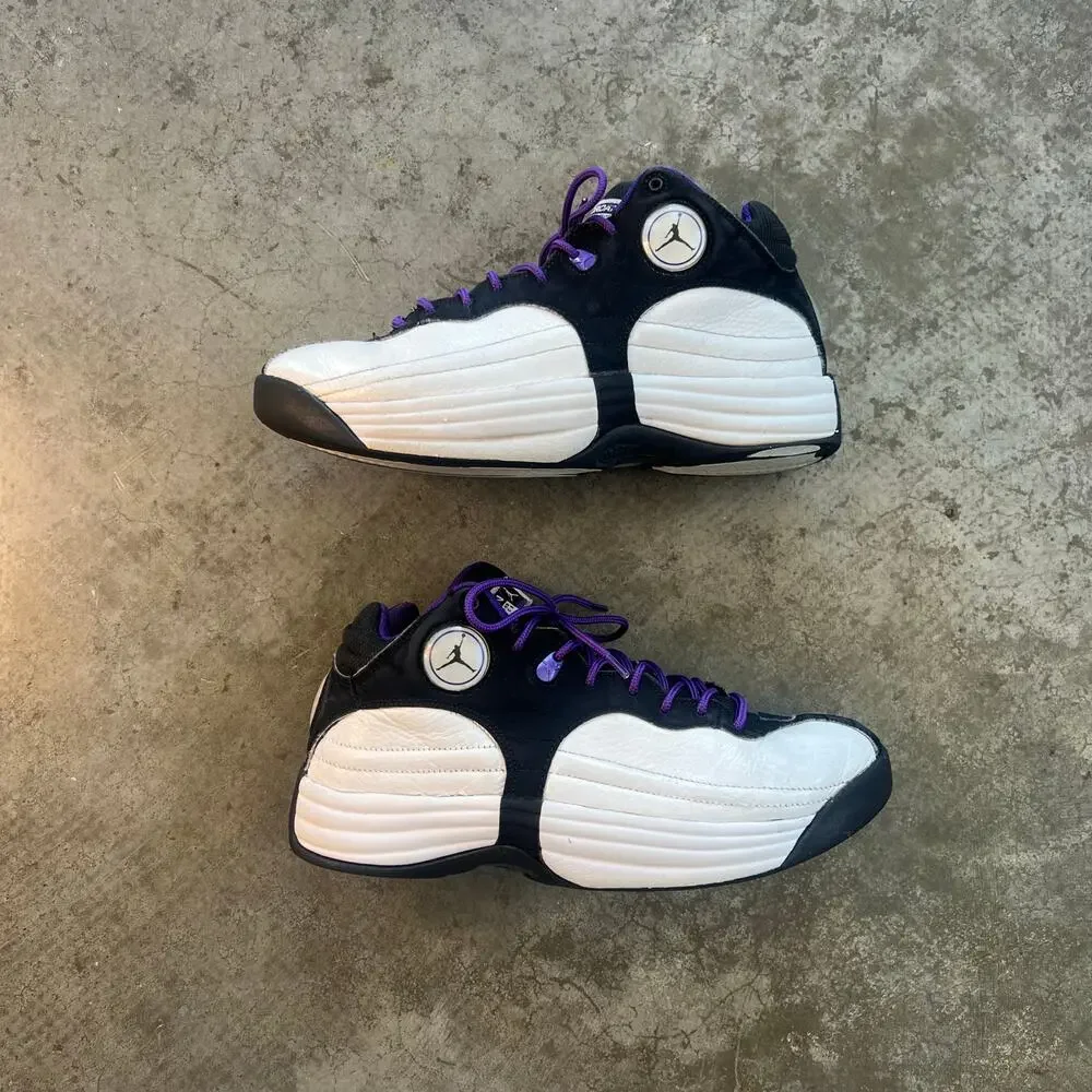 Jordan Pro Strong White Court Purple Size 8 Retro Basketball Sneaker
